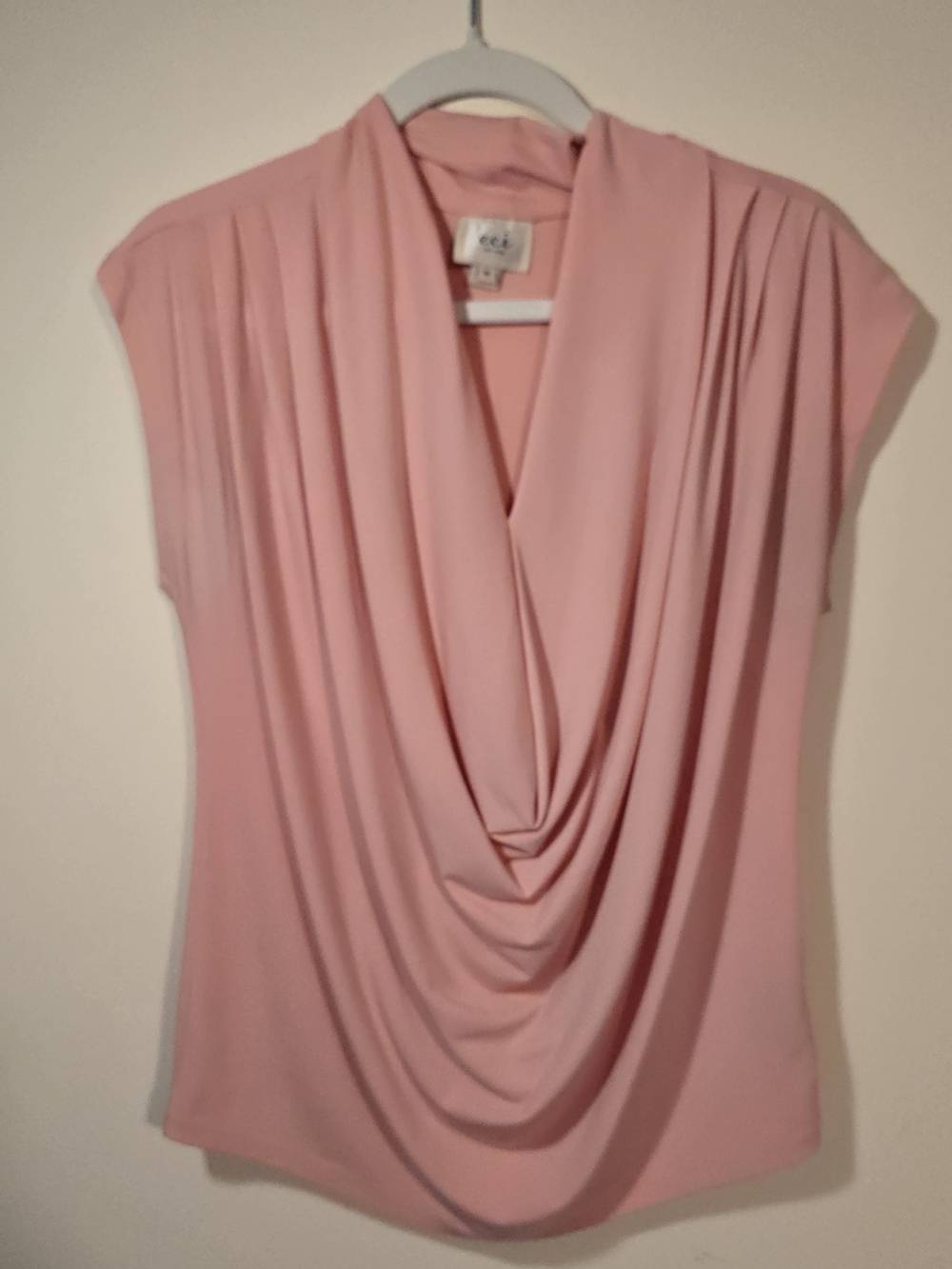 Eci  Blush Pink Cowl Drape Sleeveless Blouse